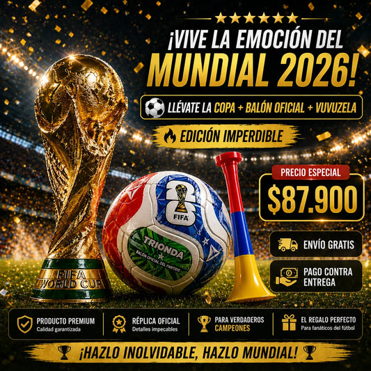 BALON OFICIAL MUNDIAL 2026 + COPA DEL MUNDO + VUVUZELA DE OBSEQUIO