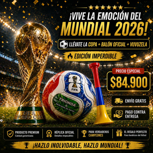 BALON OFICIAL MUNDIAL 2026 + COPA DEL MUNDO + VUVUZELA DE OBSEQUIO