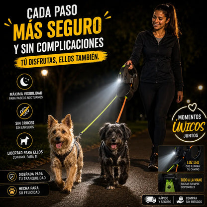 CORREA RETRACTÍL PARA MASCOTAS DOBLE TRACCIÓN